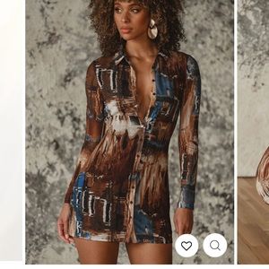 Pollock Button Up Mesh Dress